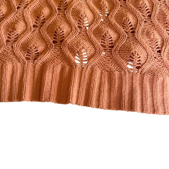 Derek Heart Peach Crochet Cardigan Women's S - Y2K Open Knit Sweater Layer Boho - Picture 10 of 12